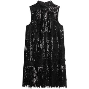 Superdry Fringe Sequin Aline Sleeveless Short Dress Long Fringe Black Sequin M Women Superdry Fringe Sequin Aline Sleeveless Short Dress Long Fringe Black Sequin M Women