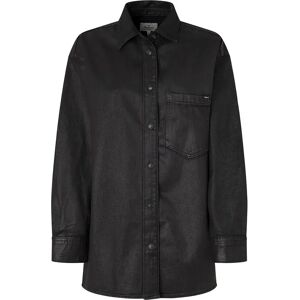 Pepe Jeans Alix Coated Long Sleeve Shirt Denim 9.5Oz Black Lightweight Denim S Women Pepe Jeans Alix Coated Long Sleeve Shirt Denim 9.5Oz Black Lightweight Denim S Women