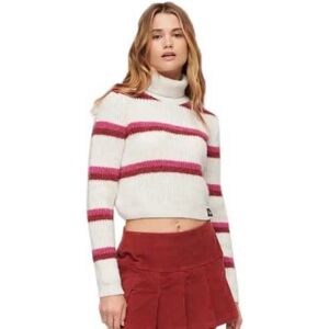 Superdry Stripe Crop High Neck Sweater Pink Yarrow Stripe L Women Superdry Stripe Crop High Neck Sweater Pink Yarrow Stripe L Women
