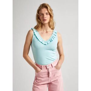 Pepe Jeans Leire Sleeveless V Neck T-shirt Aqua Blue M Women Pepe Jeans Leire Sleeveless V Neck T-shirt Aqua Blue M Women