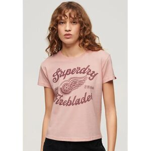 Superdry Archive Kiss Print Fit Short Sleeve T-shirt Somon Pink Marl 2XS Women Superdry Archive Kiss Print Fit Short Sleeve T-shirt Somon Pink Marl 2XS Women