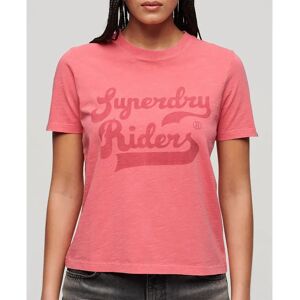Superdry Archive Kiss Print Relaxed Short Sleeve T-shirt Coral Slub XS Women Superdry Archive Kiss Print Relaxed Short Sleeve T-shirt Coral Slub XS Women