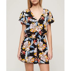 Superdry Beach Playsuit Short Sleeve Short Dress Watercolour Tropic Orange XS Women Superdry Beach Playsuit Short Sleeve Short Dress Watercolour Tropic Orange XS Women