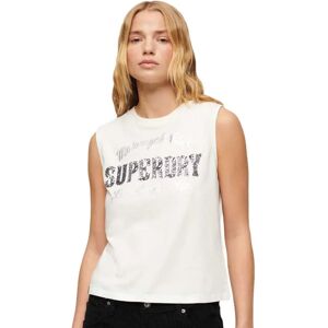 Superdry Embellish Archive Fitted Sleeveless T-shirt Ecru L Women Superdry Embellish Archive Fitted Sleeveless T-shirt Ecru L Women