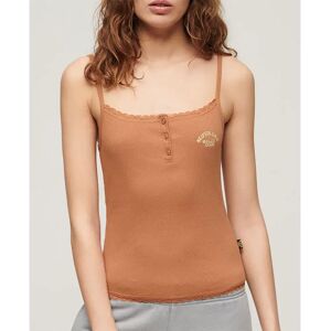 Superdry Essential Button Down Sleeveless T-shirt Mocha Mousse Brown L-XL Women Superdry Essential Button Down Sleeveless T-shirt Mocha Mousse Brown L-XL Women