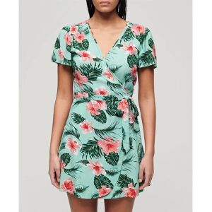 Superdry Printed Wrap Short Sleeve Short Dress Luna Rose Mint XL Women Superdry Printed Wrap Short Sleeve Short Dress Luna Rose Mint XL Women