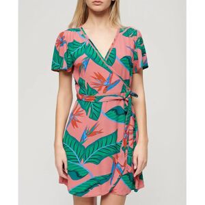 Superdry Printed Wrap Short Sleeve Short Dress Pink Paradise L Women Superdry Printed Wrap Short Sleeve Short Dress Pink Paradise L Women