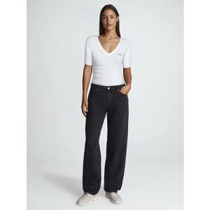 Calvin Klein Jeans Woven Label Rib Short Sleeve T-shirt Bright White M Women Calvin Klein Jeans Woven Label Rib Short Sleeve T-shirt Bright White M Women