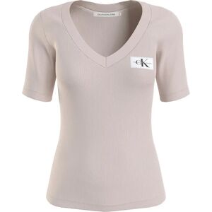 Calvin Klein Jeans Woven Label Rib Short Sleeve T-shirt Sepia Rose M Women Calvin Klein Jeans Woven Label Rib Short Sleeve T-shirt Sepia Rose M Women