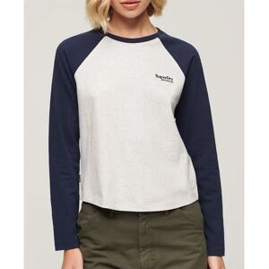 Superdry Essential Logo Baseball Long Sleeve T-shirt Richest Navy / Glacier Grey Marl M Women Superdry Essential Logo Baseball Long Sleeve T-shirt Richest Navy / Glacier Grey Marl M Women