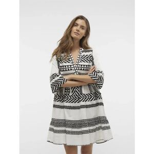 Vero Moda Dicthe 3/4 Sleeve Dress Snow White / Aop Ibiza Black S Women Vero Moda Dicthe 3/4 Sleeve Dress Snow White / Aop Ibiza Black S Women