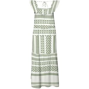 Vero Moda Dicthe Sleeveless Midi Dress Snow White / Aop Ibiza Hedge Green S Women Vero Moda Dicthe Sleeveless Midi Dress Snow White / Aop Ibiza Hedge Green S Women