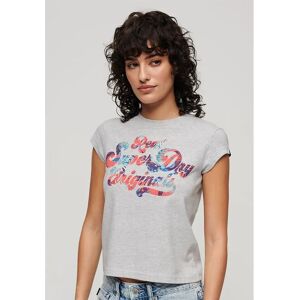 Superdry Floral Scripted Short Sleeve T-shirt Flake Grey Marl M Women Superdry Floral Scripted Short Sleeve T-shirt Flake Grey Marl M Women