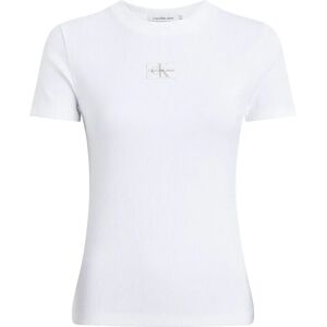 Calvin Klein Jeans Label Rib Baby Short Sleeve T-shirt Bright White L Women Calvin Klein Jeans Label Rib Baby Short Sleeve T-shirt Bright White L Women