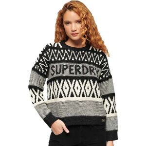 Superdry Branded Pattern Sweater Black / Island Ecru 2XS Women Superdry Branded Pattern Sweater Black / Island Ecru 2XS Women