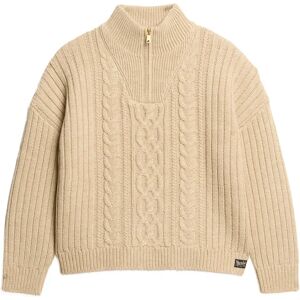Superdry Cable Half Zip Sweater Aran Ecru Marl XS Women Superdry Cable Half Zip Sweater Aran Ecru Marl XS Women