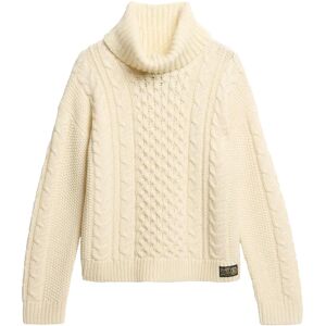 Superdry Cable High Neck Sweater Island Ecru XS Women Superdry Cable High Neck Sweater Island Ecru XS Women