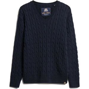 Superdry Cable V Neck Sweater Eclipse Navy 2XS-XS Women Superdry Cable V Neck Sweater Eclipse Navy 2XS-XS Women