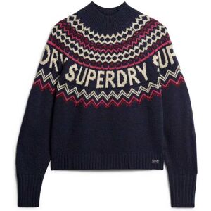 Superdry Fairisle Branded Jumper Sweater Island Navy Multi 2XS Women Superdry Fairisle Branded Jumper Sweater Island Navy Multi 2XS Women