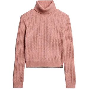 Superdry Fitted Cable High Neck Sweater Dusty Rose XL Women Superdry Fitted Cable High Neck Sweater Dusty Rose XL Women