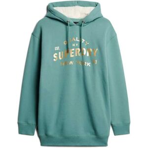 Superdry Luxe Metallic Logo Long Sleeve Short Dress Oil Blue Green 2XS-XS Women Superdry Luxe Metallic Logo Long Sleeve Short Dress Oil Blue Green 2XS-XS Women