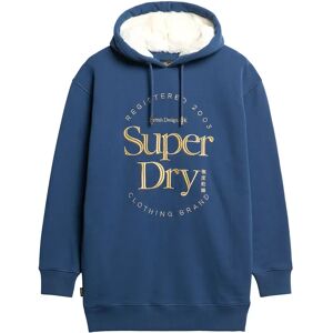 Superdry Luxe Metallic Logo Long Sleeve Short Dress Sargasso Sea Blue 2XS-XS Women Superdry Luxe Metallic Logo Long Sleeve Short Dress Sargasso Sea Blue 2XS-XS Women