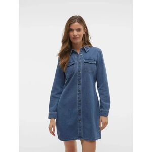 Vero Moda Jennie Long Sleeve Short Dress Medium Blue Denim L Women Vero Moda Jennie Long Sleeve Short Dress Medium Blue Denim L Women