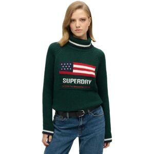 Superdry Americana High Neck Sweater Dark Pine Green 2XS Women Superdry Americana High Neck Sweater Dark Pine Green 2XS Women