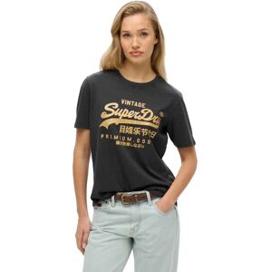 Superdry Vl Metallic Relaxed Short Sleeve T-shirt Mid Back In Black XS Women Superdry Vl Metallic Relaxed Short Sleeve T-shirt Mid Back In Black XS Women