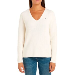 Tommy Hilfiger Co Stitch V Neck Sweater Ivory Petal S Women Tommy Hilfiger Co Stitch V Neck Sweater Ivory Petal S Women