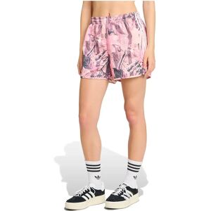 adidas Originals Leaf Camo Print Satin Shorts Clear Pink / White L Women adidas Originals Leaf Camo Print Satin Shorts Clear Pink / White L Women