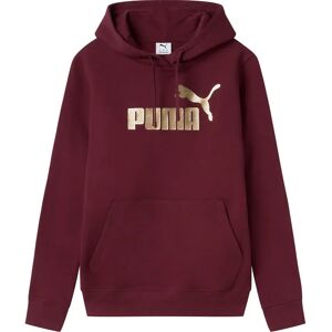 Puma Essentials+ Textured Foil Big Logo Hoodie Ruby Shimmer XS Women Puma Essentials+ Textured Foil Big Logo Hoodie Ruby Shimmer XS Women