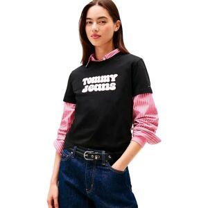 Tommy Jeans Essential Logo 2 Regular Fit Short Sleeve T-shirt Black XS Women Tommy Jeans Essential Logo 2 Regular Fit Short Sleeve T-shirt Black XS Women