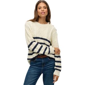 Superdry Cable Crew Neck Sweater Off White Richest Navy Stripe L Women Superdry Cable Crew Neck Sweater Off White Richest Navy Stripe L Women