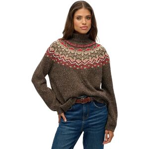 Superdry Fairisle High Neck Sweater Army Dark Brown Multi XL Women Superdry Fairisle High Neck Sweater Army Dark Brown Multi XL Women