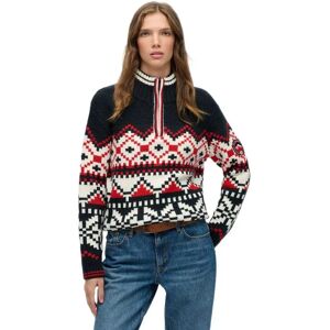 Superdry Intarsia Half Zip Sweater Eclipse Navy Multi L Women Superdry Intarsia Half Zip Sweater Eclipse Navy Multi L Women