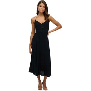 Superdry Half Button Tiered Midi Dress Black L Women Superdry Half Button Tiered Midi Dress Black L Women