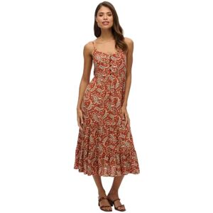 Superdry Half Button Tiered Midi Dress Boho Paisley Brown XS Women Superdry Half Button Tiered Midi Dress Boho Paisley Brown XS Women