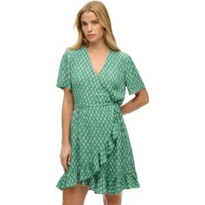 Superdry Printed Mini Wrap Short Sleeve Short Dress Floral Block Green L Women Superdry Printed Mini Wrap Short Sleeve Short Dress Floral Block Green L Women