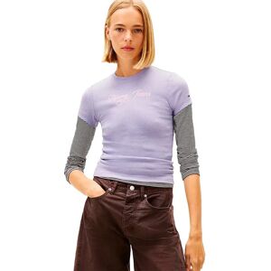 Tommy Jeans Ess Logo 1 Rib Slim Fit Short Sleeve T-shirt Periwinkle Dusk XS Women Tommy Jeans Ess Logo 1 Rib Slim Fit Short Sleeve T-shirt Periwinkle Dusk XS Women