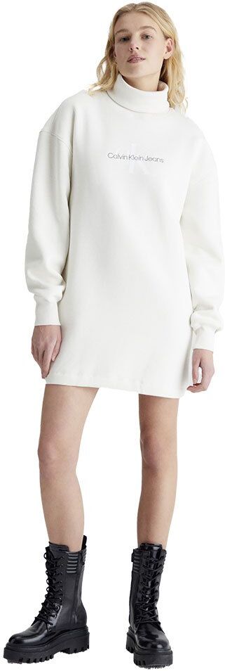 Calvin Klein Jeans Monologo Roll Long Sleeve Dress Ivory M Women