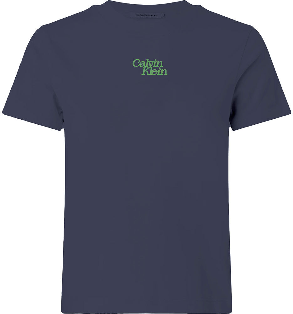 Calvin Klein Jeans Flocked Logo Short Sleeve T-shirt Baritone Blue L Women