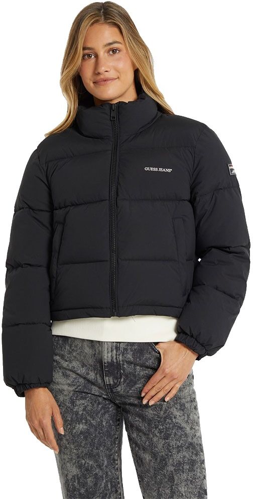 Guess Jeans Cropped Puffer Jacket Jet Black A996 L Women