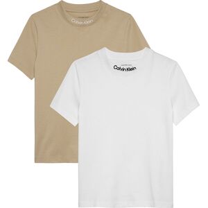 Calvin Klein Jeans Embro Logo Short Sleeve T-shirt 2 Units Bright White / Safari 16 Years Boys