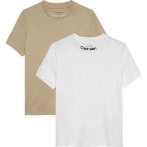 Calvin Klein Jeans Embro Logo Short Sleeve T-shirt 2 Units Bright White / Safari 6 Years Boys Calvin Klein Jeans Embro Logo Short Sleeve T-shirt 2 Units Bright White / Safari 6 Years Boys