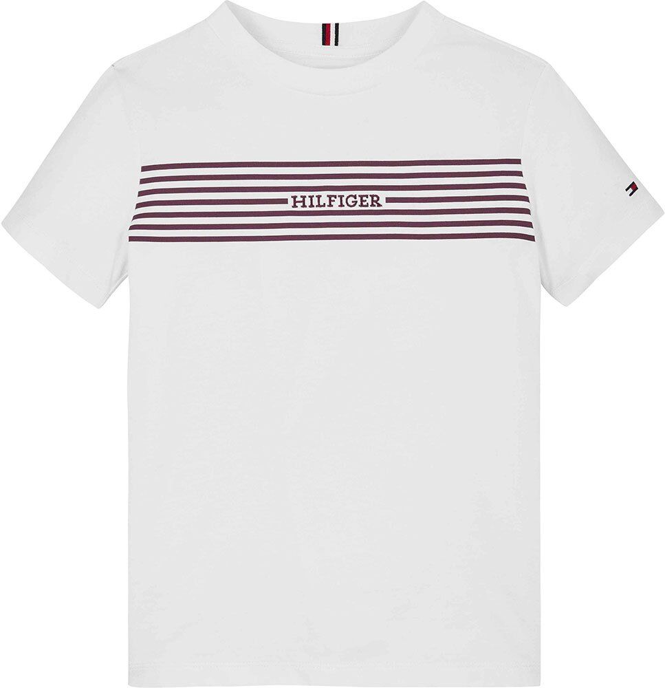 Tommy Hilfiger Kids Monotype Print Short Sleeve T-shirt White / Rouge Stripes 8 Years Boys