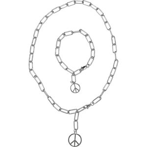 Urban Classics Y Chain Peace Pendant With Bracelet Necklace Silver One Size Women Urban Classics Y Chain Peace Pendant With Bracelet Necklace Silver One Size Women