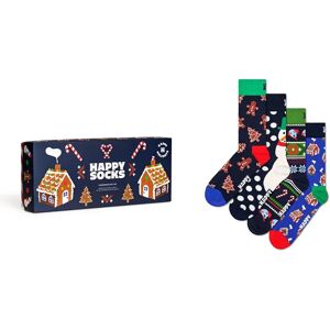 Happy Socks Gingerbreads Gift Set Half Long Socks 4 Pairs Navy UK 4-7 Men,Women Happy Socks Gingerbreads Gift Set Half Long Socks 4 Pairs Navy UK 4-7 Men,Women