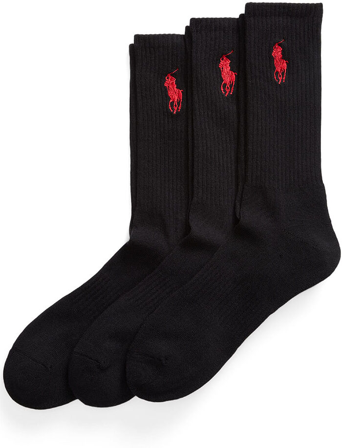 Polo Ralph Lauren Big Pny Crew Socks 3 Pairs Black UK 6-12 Men