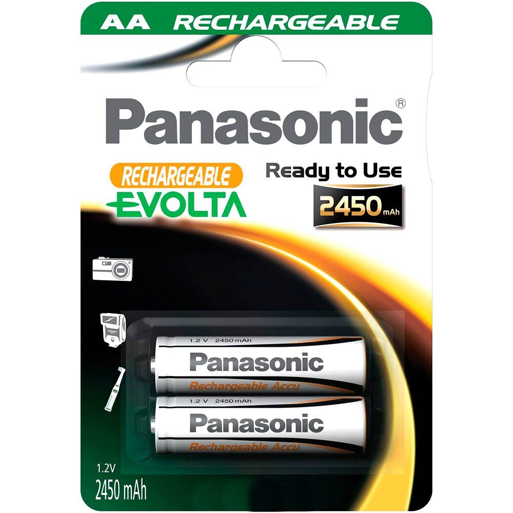 Panasonic 1x2 Nimh Mignon Aa 2450mah Rechargeable Evolta Batteries White